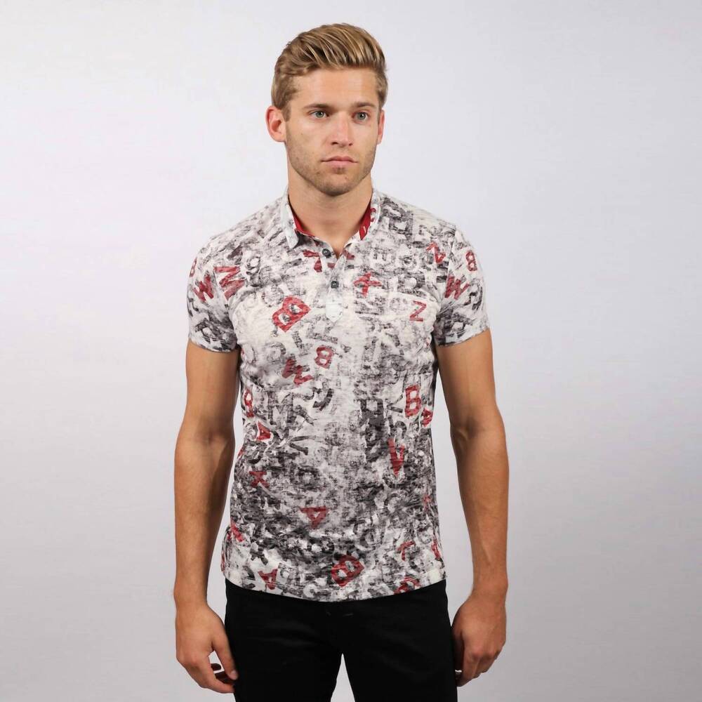 NEW EIGHT X letters print polo shirt in grey
